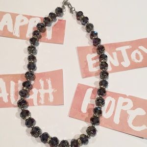 Deep purple beaded necklace shiny glittery stones